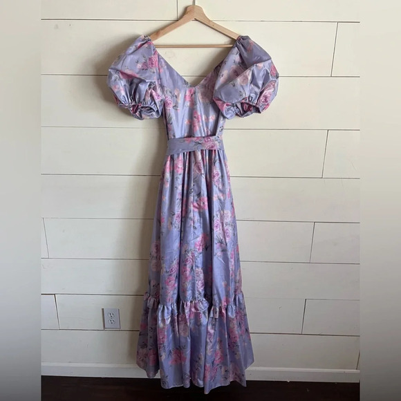 NWT LoveShackFancy Ida Floral Puff-Sleeve Gown - Picture 9 of 15